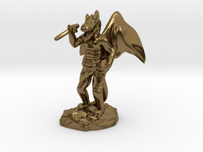 Winged Kobold with Dagger And Rock in Polished Bronze