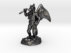 Winged Kobold with Dagger And Rock in Polished and Bronzed Black Steel