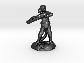 Kobold Archer With Shortbow Shooting High in Polished and Bronzed Black Steel