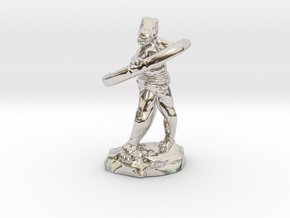 Kobold Archer With Shortbow Shooting High in Rhodium Plated Brass