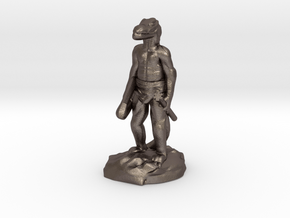Kobold Archer, Standing Relaxed With Shortbow in Polished Bronzed Silver Steel
