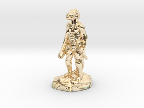 Kobold Archer, Standing Relaxed With Shortbow in 14k Gold Plated Brass