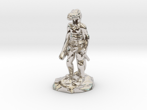 Kobold Archer, Standing Relaxed With Shortbow in Rhodium Plated Brass
