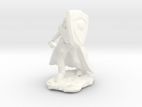 Human Paladin in Plate with Sword and Shield in White Processed Versatile Plastic