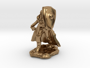 Human Paladin in Plate with Sword and Shield in Natural Brass