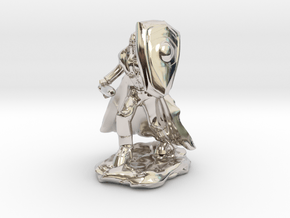 Human Paladin in Plate with Sword and Shield in Platinum