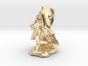 Human Paladin in Plate with Sword and Shield in 14k Gold Plated Brass