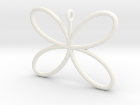 Butterfly Pendant in White Processed Versatile Plastic