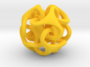 Interlocking Ball based on Octahedron in Yellow Processed Versatile Plastic