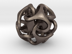 Interlocking Ball based on Octahedron in Polished Bronzed Silver Steel
