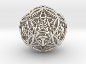 Dodecasphere w/ Icosahedron & Star Faced Dodeca 2" in Rhodium Plated Brass