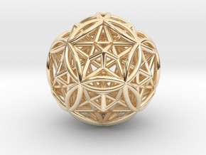 Dodecasphere w/ Icosahedron & Star Faced Dodeca 2" in 14k Gold Plated Brass