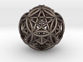 Dodecasphere w/ Icosahedron & Star Faced Dodeca 2" in Polished Bronzed Silver Steel