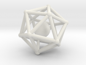 Icosahedron jingle bell pendant in White Natural Versatile Plastic