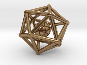 Icosahedron jingle bell pendant in Natural Brass (Interlocking Parts)