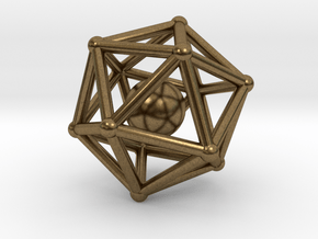 Icosahedron jingle bell pendant in Natural Bronze (Interlocking Parts)