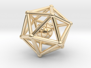 Icosahedron jingle bell pendant in 14k Gold Plated Brass