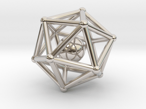 Icosahedron jingle bell pendant in Rhodium Plated Brass
