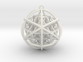 Planetary Merkaba w/ nested FOL 64 Tetrahedron 2" in White Natural Versatile Plastic