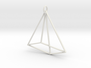 Tetrahedron Pendant in White Natural Versatile Plastic
