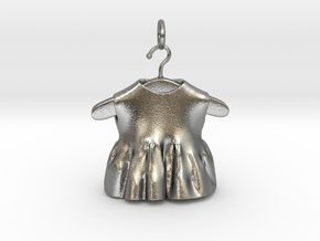 baby dress bell pendant  in Natural Silver (Interlocking Parts)