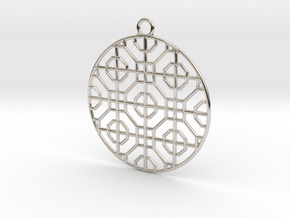 Pendant Chinese Motif 3 in Rhodium Plated Brass