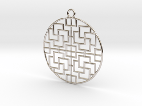 Pendant Chinese Motif 2 in Rhodium Plated Brass