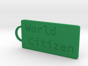 World Citizen Keychain in Green Processed Versatile Plastic