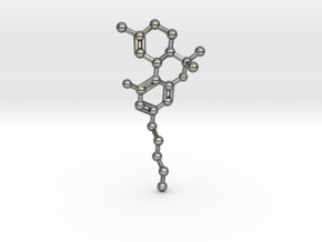 THC Molecule Necklace in Polished Silver