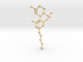 THC Molecule Necklace in 14K Yellow Gold