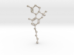THC Molecule Necklace in Rhodium Plated Brass