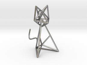 Wireframe Cat in Natural Silver (Interlocking Parts)