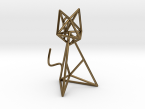 Wireframe Cat in Polished Bronze (Interlocking Parts)