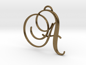 Elegant Script Monogram A Pendant Charm in Natural Bronze