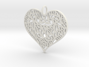 Beautiful Romantic Lace Heart Pendant Charm in White Natural Versatile Plastic