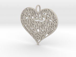 Beautiful Romantic Lace Heart Pendant Charm in Natural Sandstone