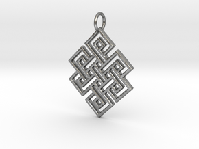 Endless Knot Religious Pendant Charm in Natural Silver