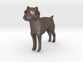 Low Poly Dog in Polished Bronzed Silver Steel