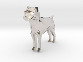 Low Poly Dog in Rhodium Plated Brass