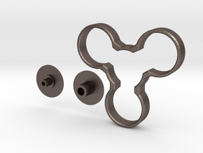 Minimalistic Trispinner with Buttons in Polished Bronzed Silver Steel