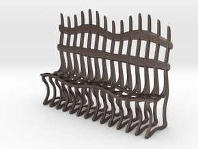 Ribbed Bench in Polished Bronzed Silver Steel: Medium