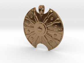 Troy Shield Pendant in Natural Brass
