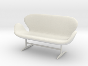 Miniature Swan Sofa - Arne Jacobsen in White Natural Versatile Plastic: 1:12