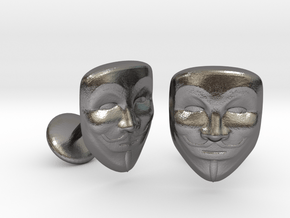 Vendetta Mask Cufflinks in Polished Nickel Steel