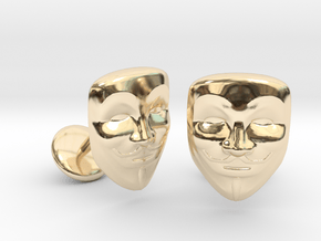 Vendetta Mask Cufflinks in 14k Gold Plated Brass