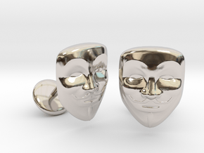 Vendetta Mask Cufflinks in Rhodium Plated Brass