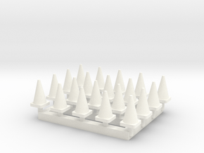 N Scale 20 Traffic Cones in White Processed Versatile Plastic
