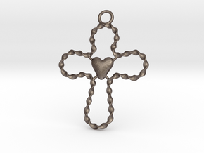 Spiral Cross in Polished Bronzed Silver Steel