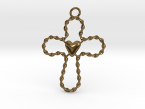 Spiral Cross in Polished Bronze