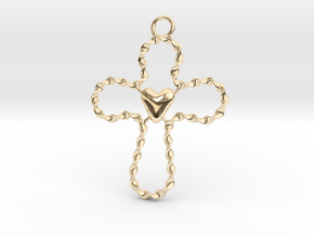 Spiral Cross in 14K Yellow Gold